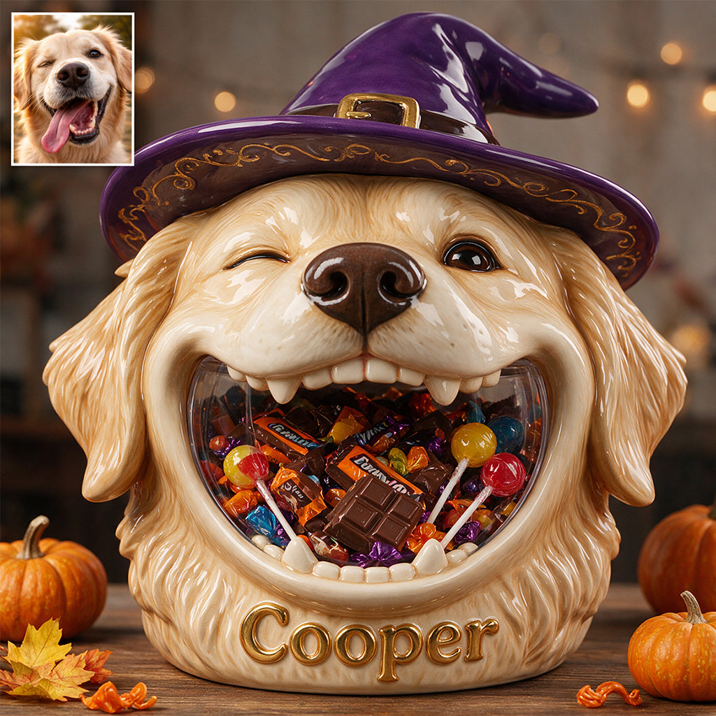 Halloween Haustier Süßigkeitenhalter - Personalisierter Hund Acryltopf