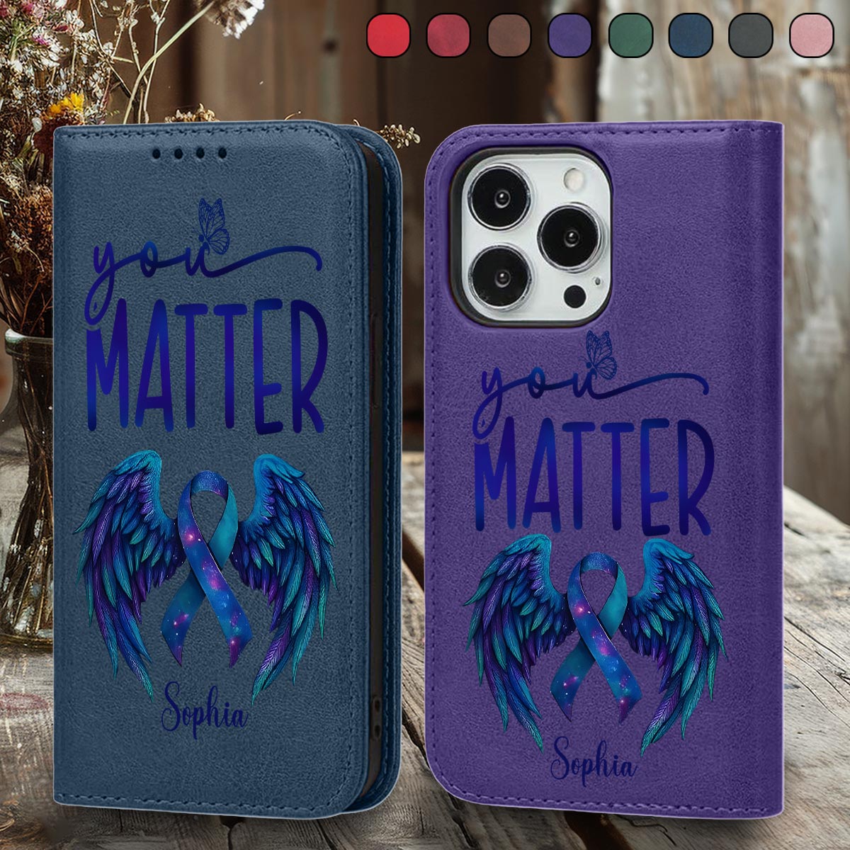 You Matter - Personalized Suicide Prevention Wallet Phone Case With Strap