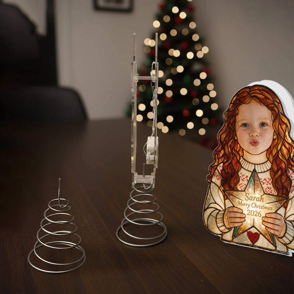Jedes Foto - 1. Weihnachten - Personalisierter LED-Lichtbaumspitze für Kinder