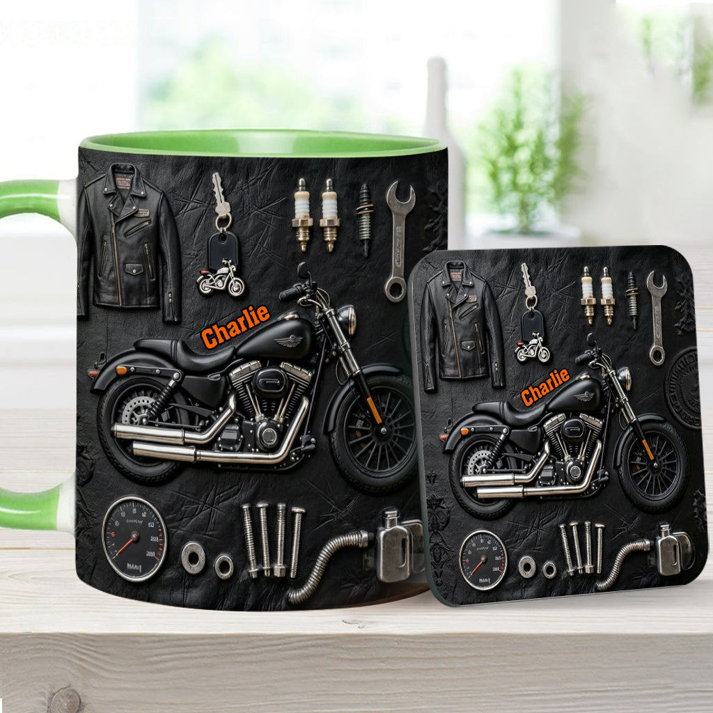 Motorcycle - Personalized Biker Accent Mug & Coaster