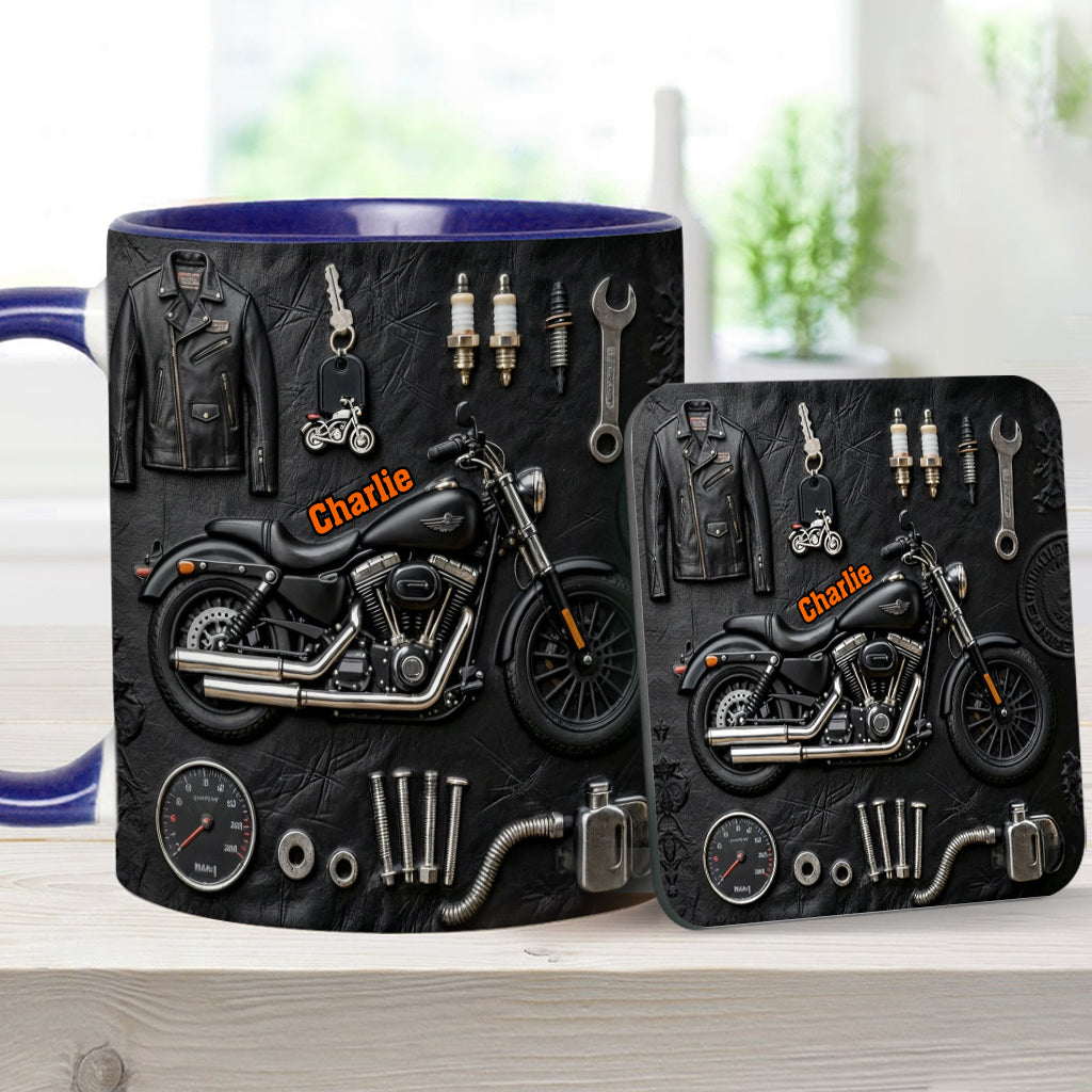 Motorcycle - Personalized Biker Accent Mug & Coaster