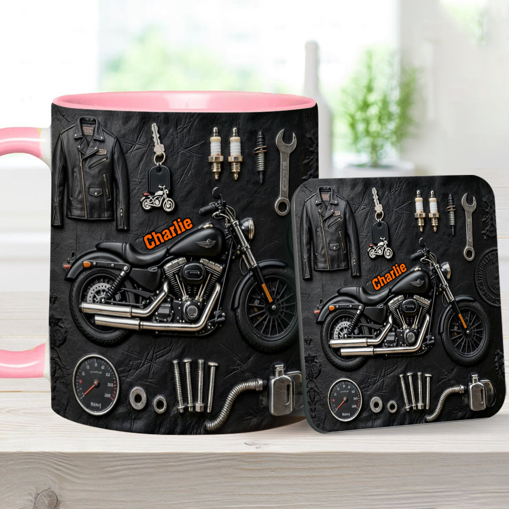 Motorcycle - Personalized Biker Accent Mug & Coaster