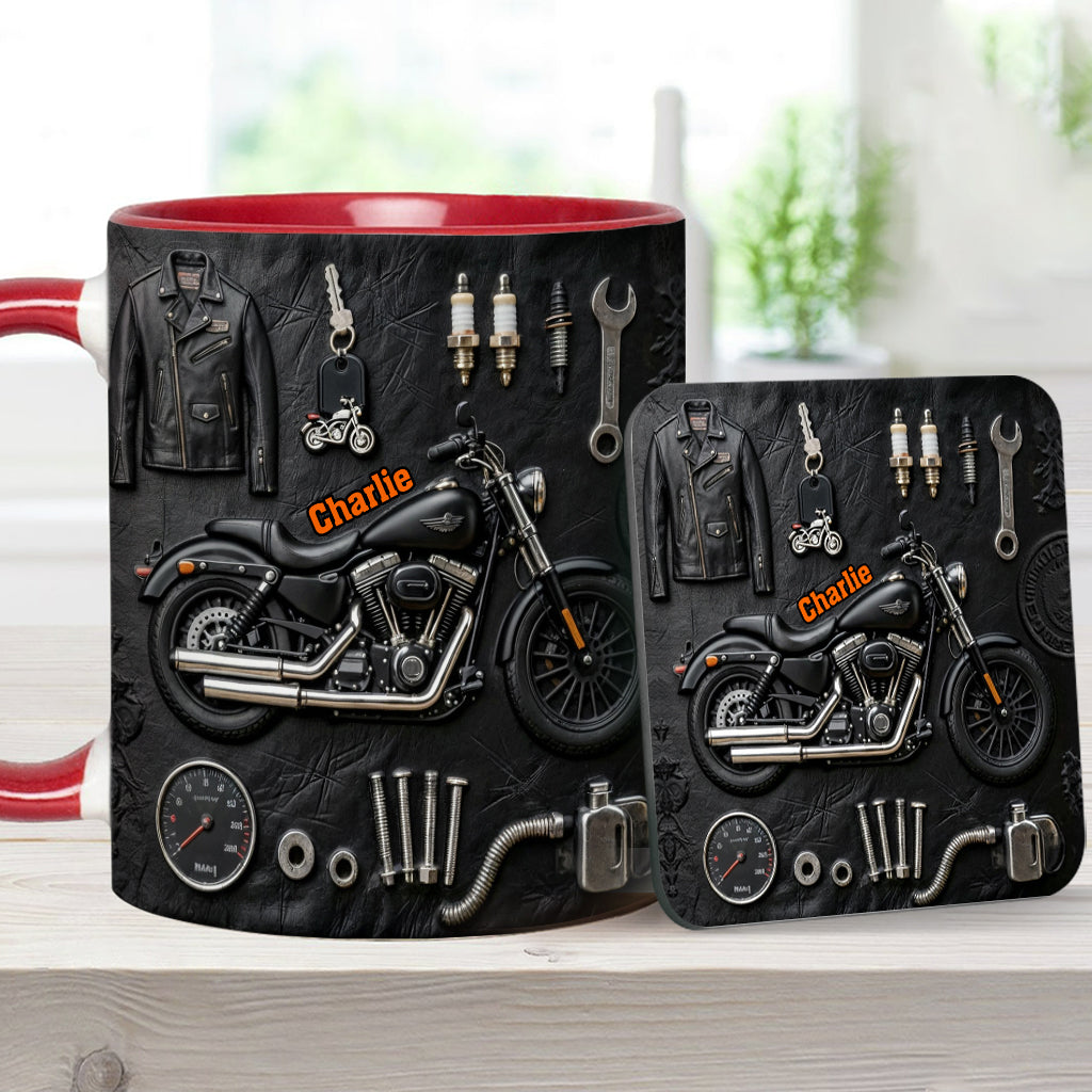 Motorcycle - Personalized Biker Accent Mug & Coaster