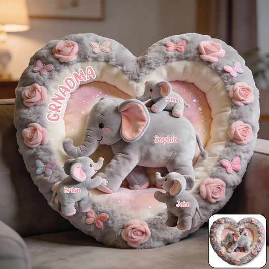 Elefanten-Geschenk für Mama und Oma – Personalisiertes Kissen in Form eines Oma-Kunstfells