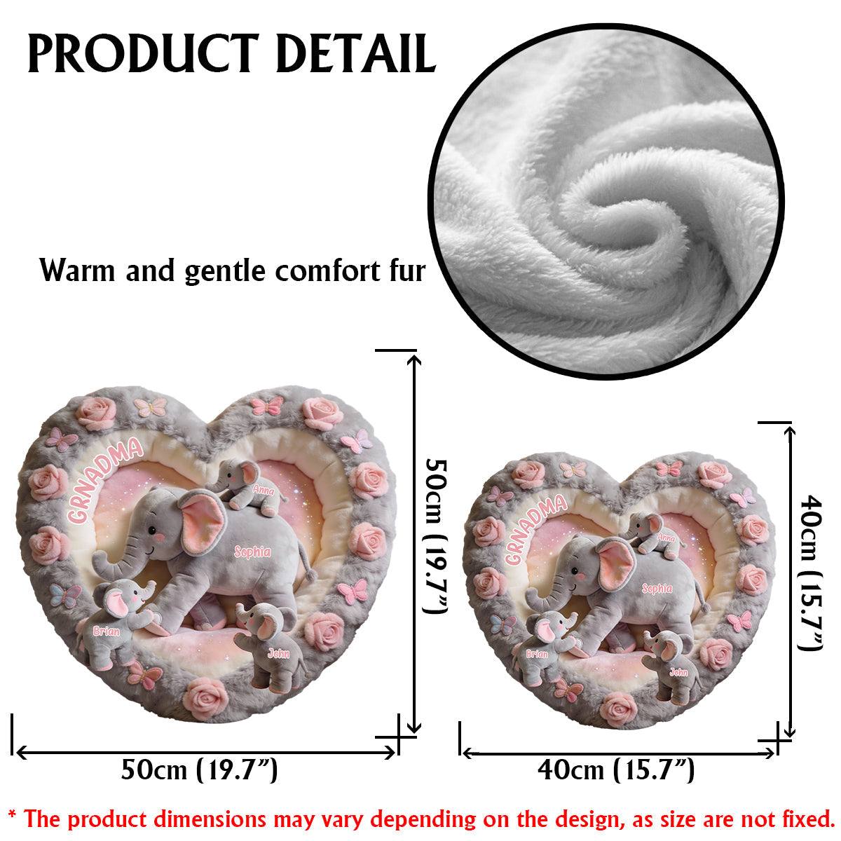 Elefanten-Geschenk für Mama und Oma – Personalisiertes Kissen in Form eines Oma-Kunstfells