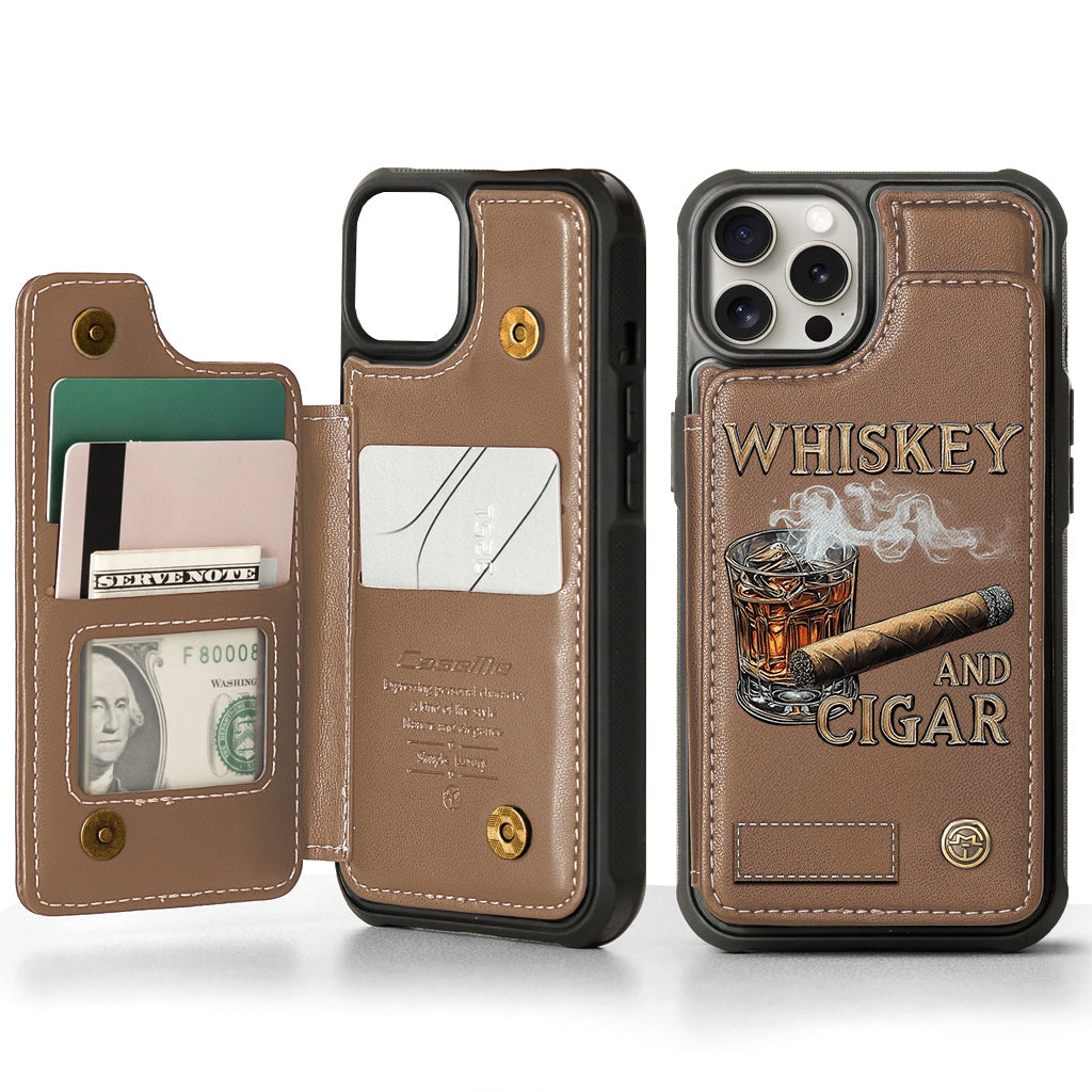 Whiskey And Cigar - Personalized Whisky Wallet Phone Case