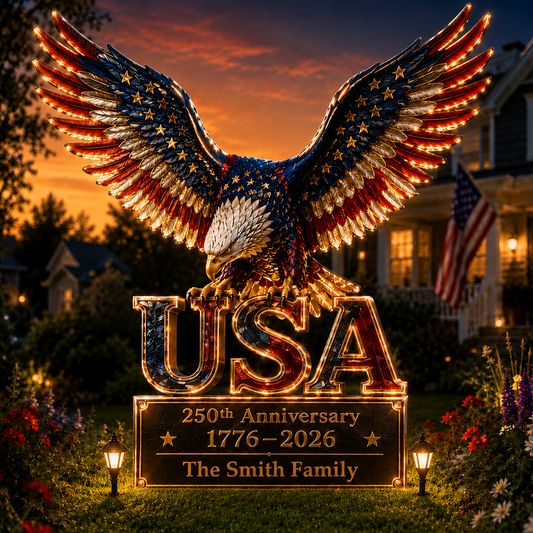 250th Anniversary - Personalized Bald Eagle Solar Acrylic Light