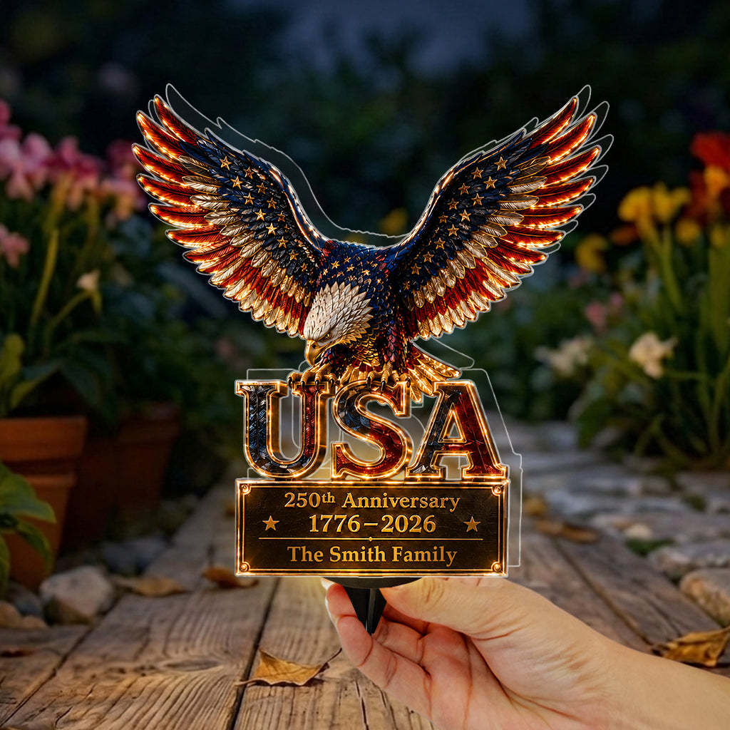 250th Anniversary - Personalized Bald Eagle Solar Acrylic Light