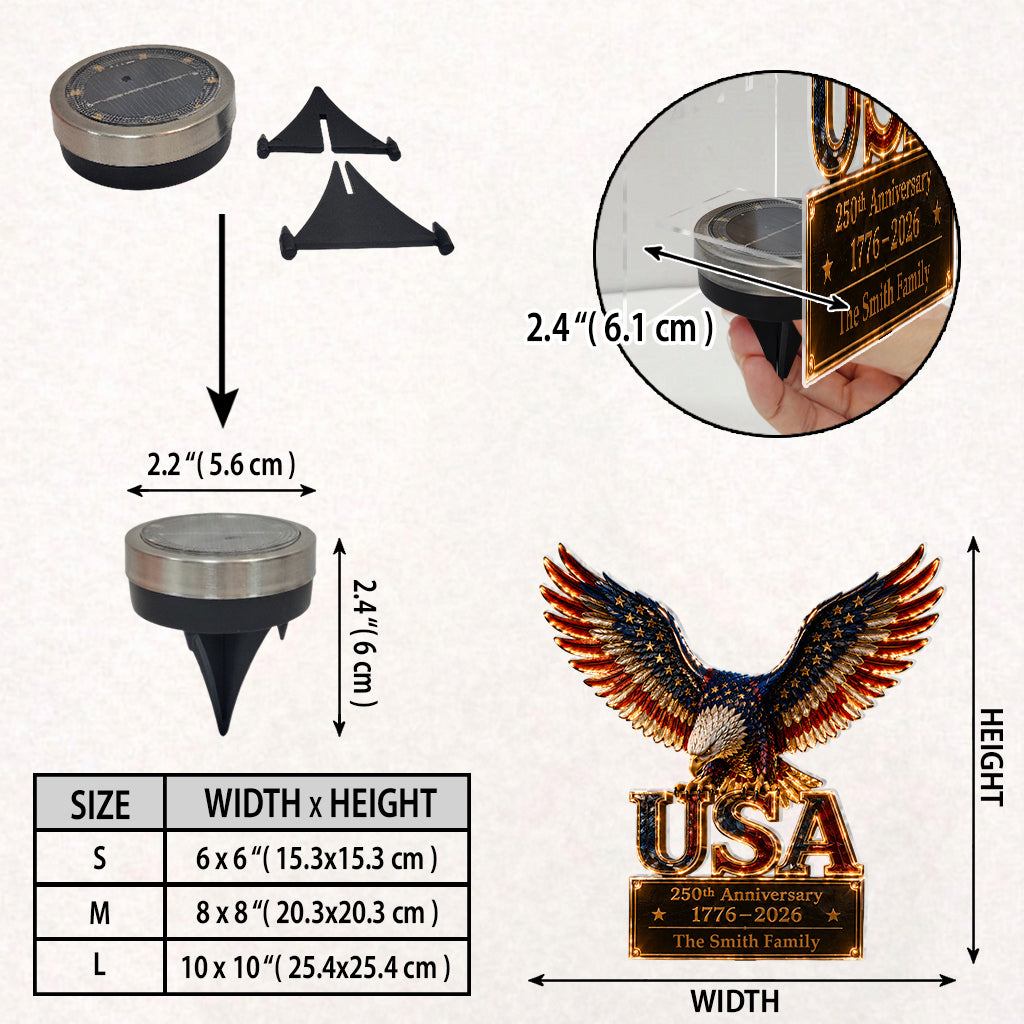 250th Anniversary - Personalized Bald Eagle Solar Acrylic Light