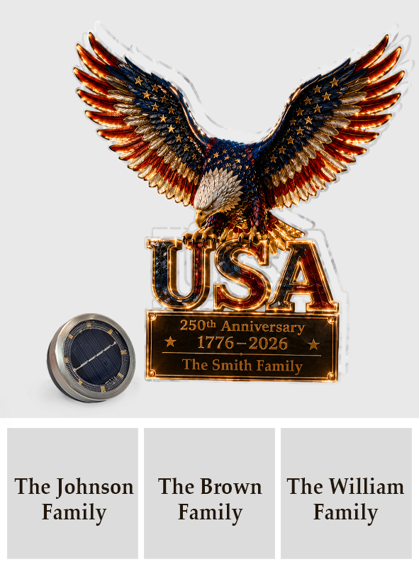 250th Anniversary - Personalized Bald Eagle Solar Acrylic Light