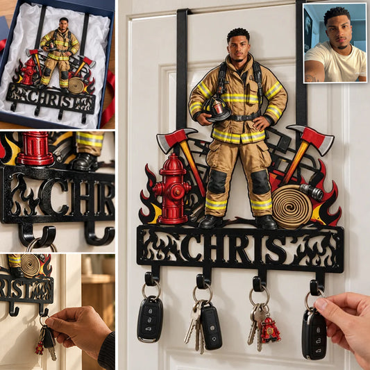 Mit großer Verantwortung - Personalisierte Feuerwehr Metall Türhaken