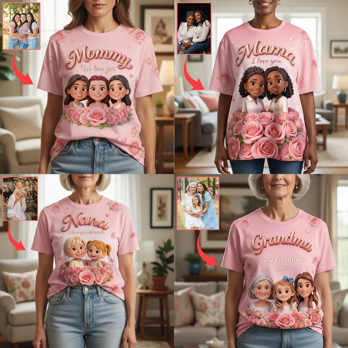 Personalisierbares T-Shirt mit Foto – Beste Mama, Oma der Welt – Personalisiertes Oma-Shirt