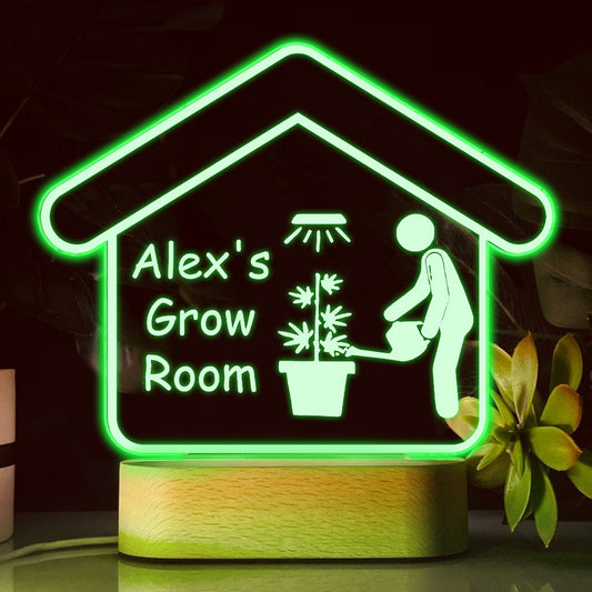 Grow Room - Personalized Weed Shaped Plaque Light Base