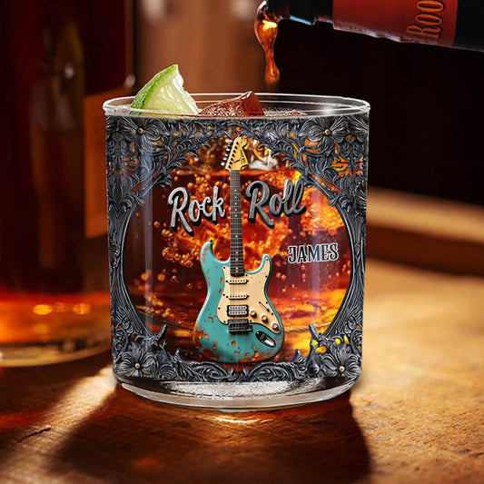 Rock & Roll - Personalized Guitar Whiskey Glass