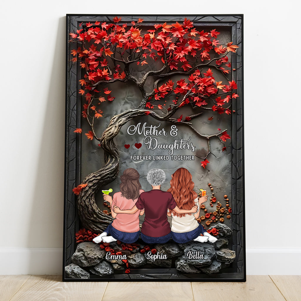 Mutter und Kinder – für immer verbunden – Personalisierte Leinwand und Poster für Mutter