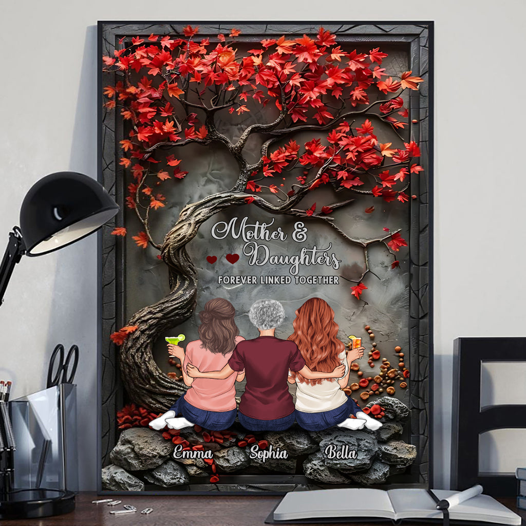 Mutter und Kinder – für immer verbunden – Personalisierte Leinwand und Poster für Mutter