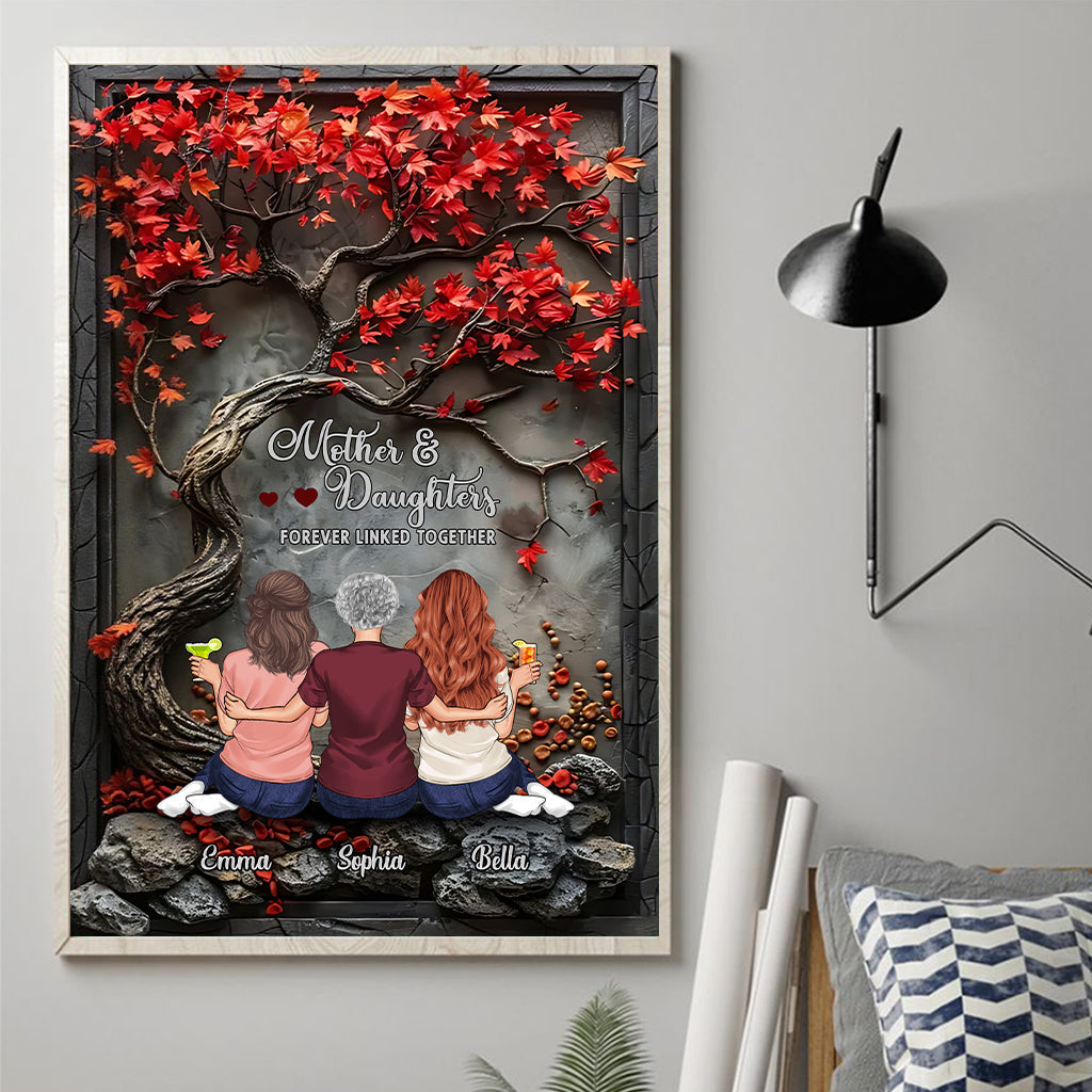 Mutter und Kinder – für immer verbunden – Personalisierte Leinwand und Poster für Mutter