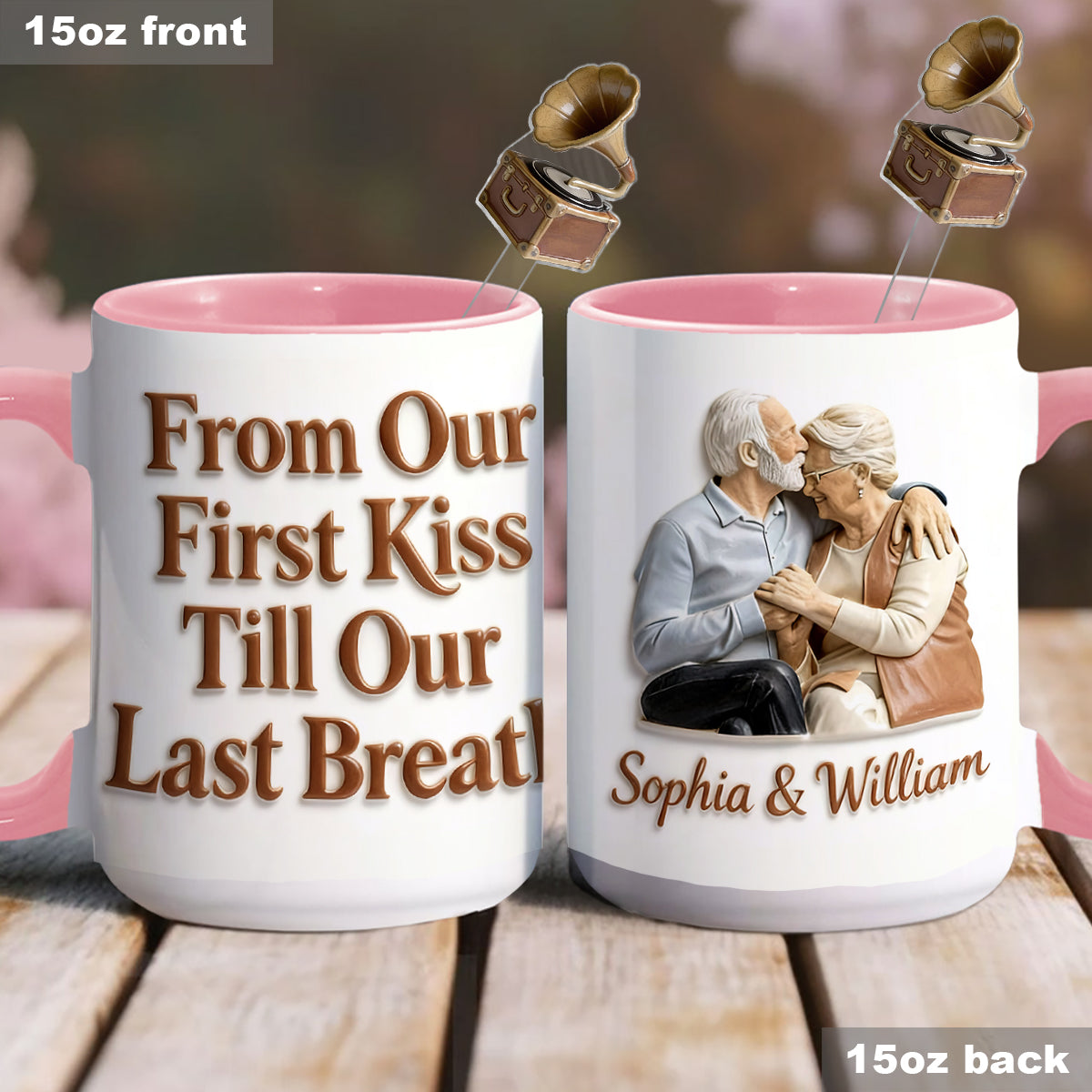 Custom From Any Photo - Personalized Couple Set Accent Mug with Acrylic Stirrers