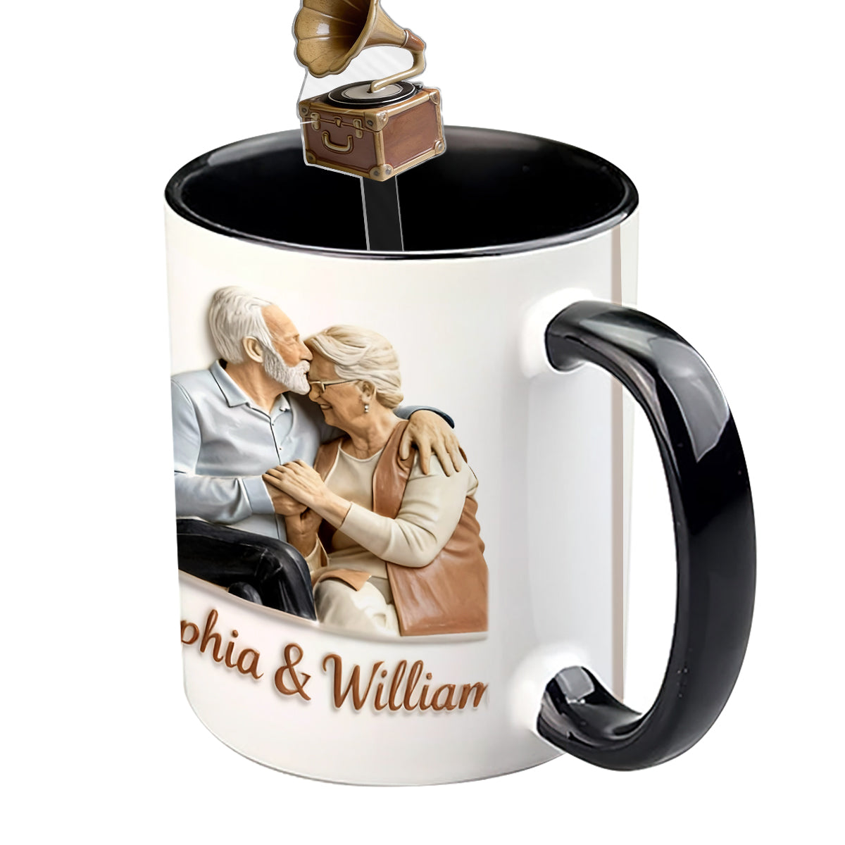 Custom From Any Photo - Personalized Couple Set Accent Mug with Acrylic Stirrers