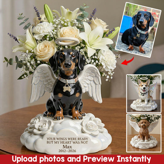 Angel Dog - Personalized Dog Custom Shape Acrylic Flower Vase