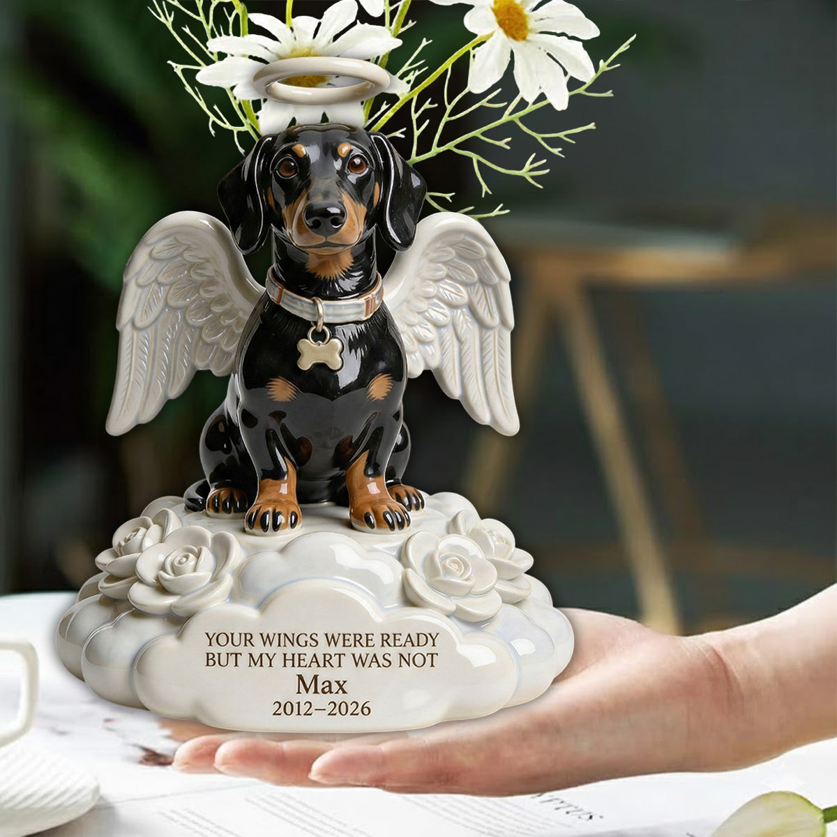 Angel Dog - Personalized Dog Custom Shape Acrylic Flower Vase