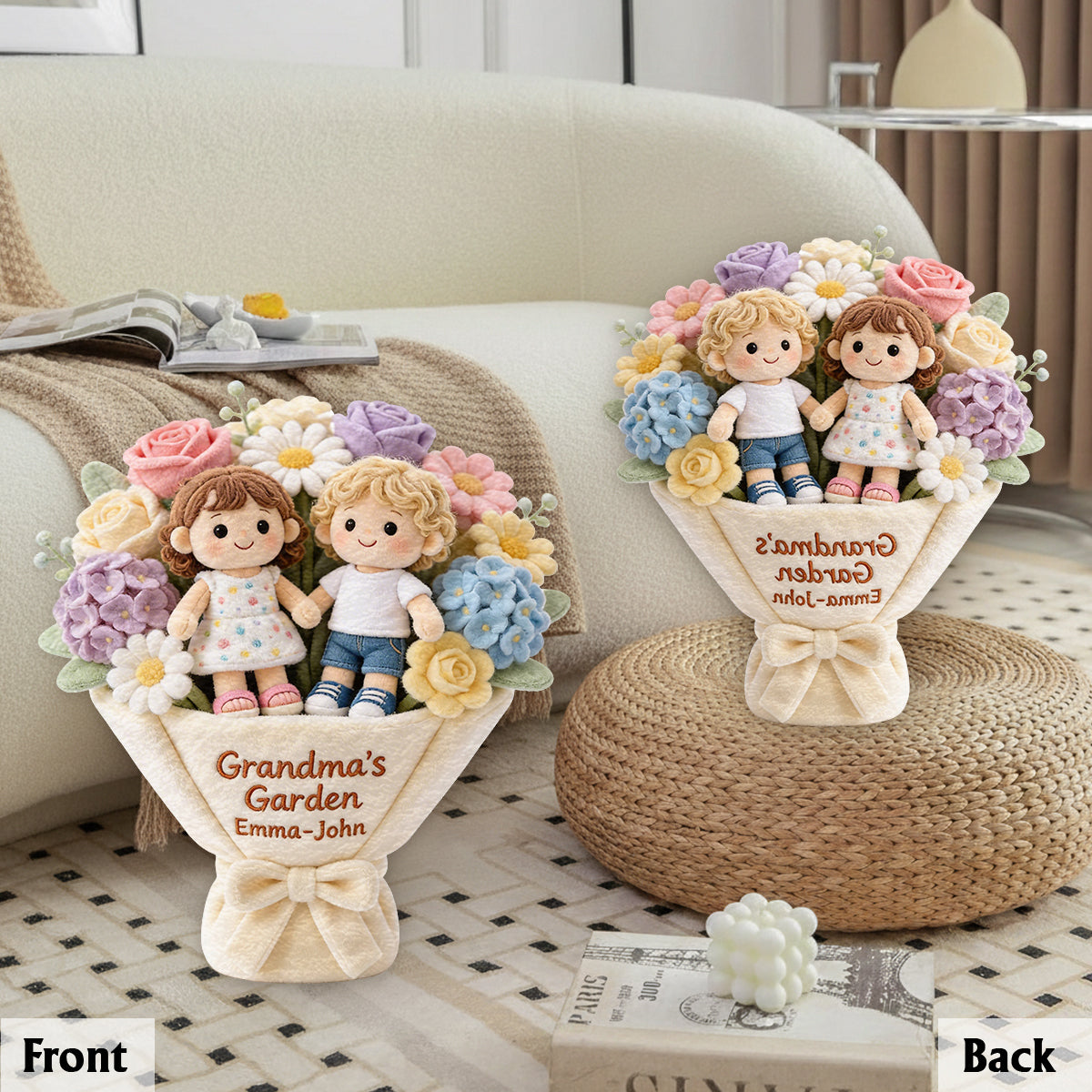 Omas Garten – Personalisiertes Premium-Kunstfellkissen „Oma“