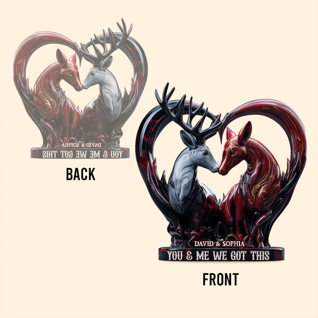 Du und ich, wir schaffen das – personalisierte Jagd-Acrylplakette in individueller Form