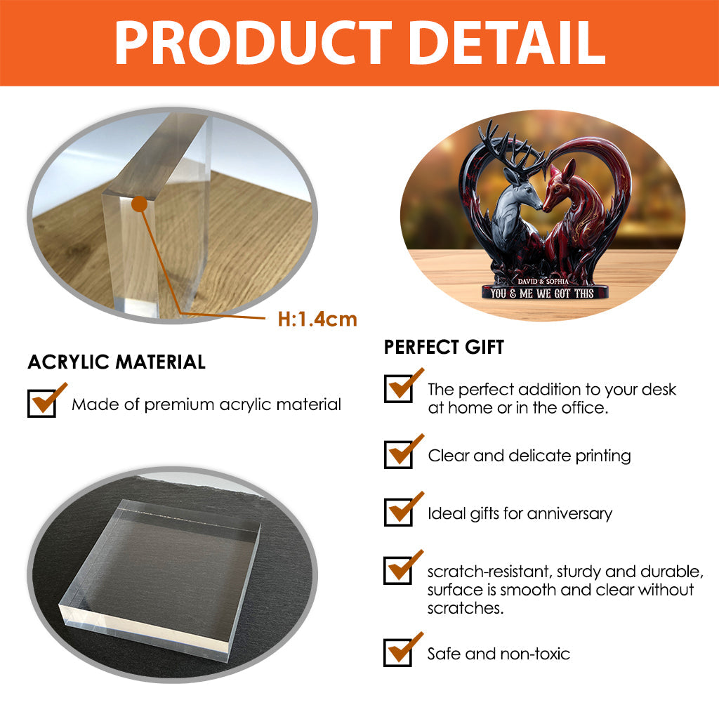 Du und ich, wir schaffen das – personalisierte Jagd-Acrylplakette in individueller Form