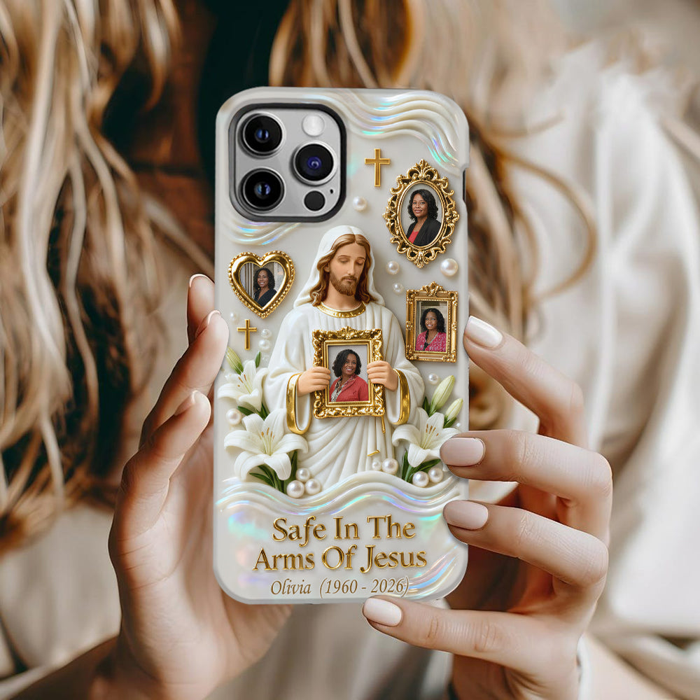 Save In The Arms Of Jesus - Personalized Memorial Full Print Phone Case