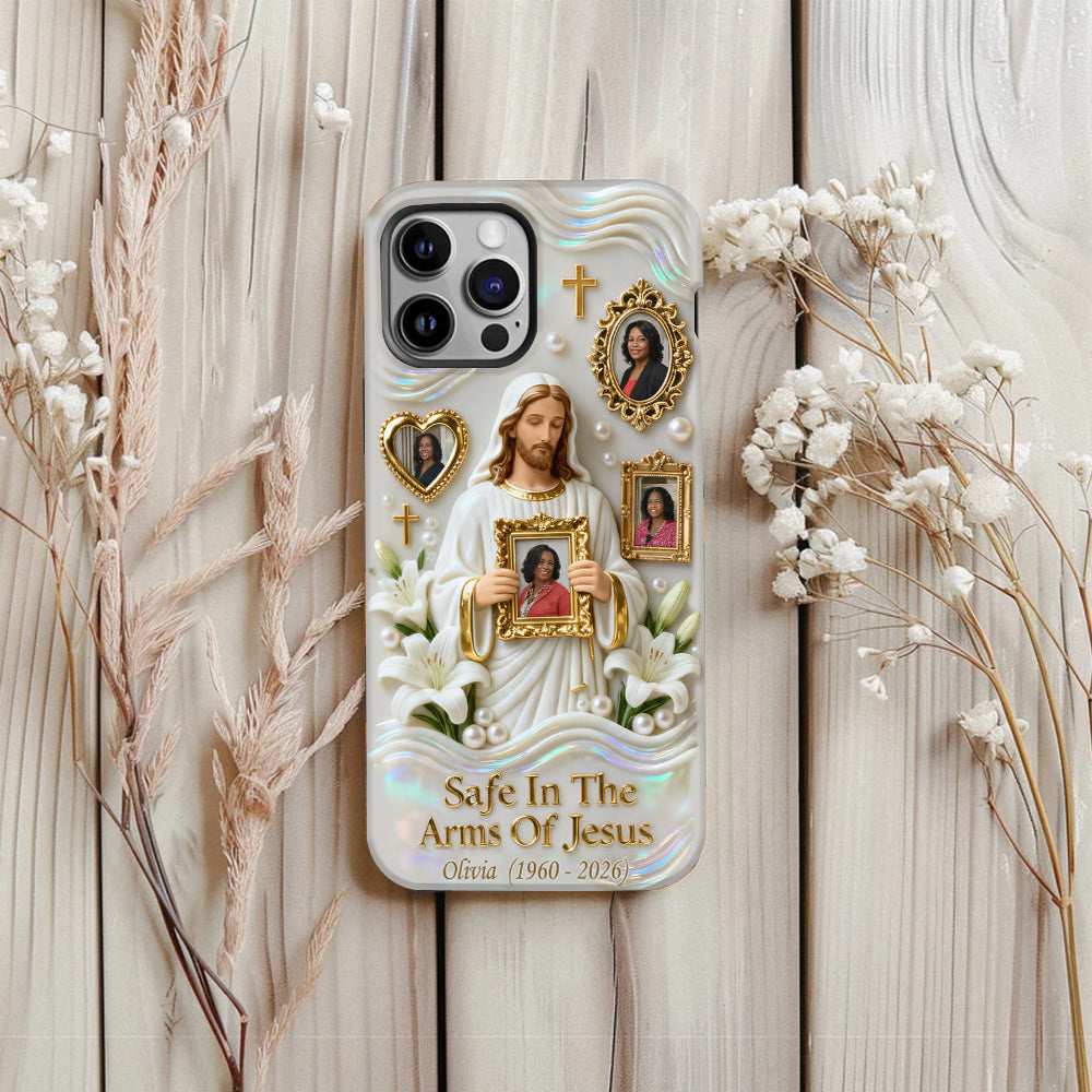 Save In The Arms Of Jesus - Personalized Memorial Full Print Phone Case