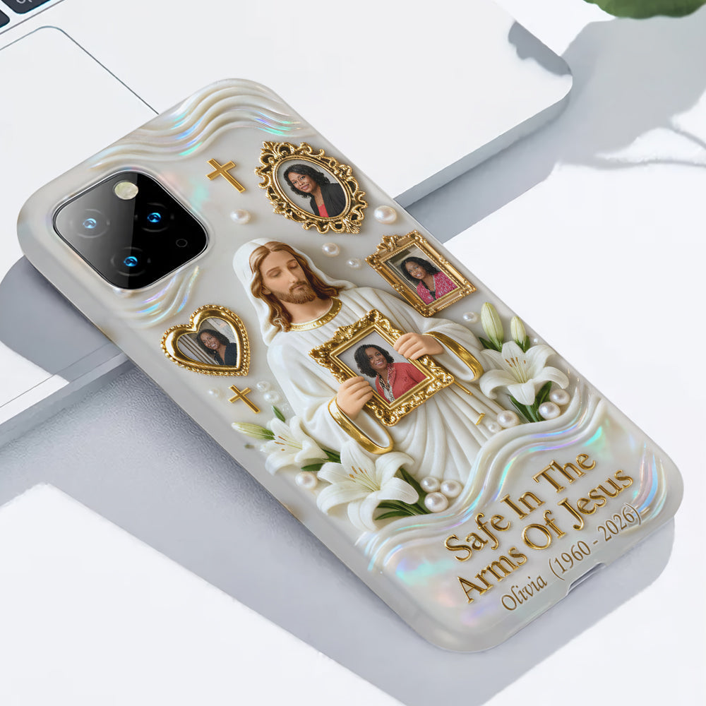 Save In The Arms Of Jesus - Personalized Memorial Full Print Phone Case