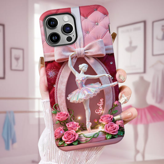 Einfach ein Mädchen, das gerne tanzt – Personalisierte Handyhülle mit Ballett-Vollbild