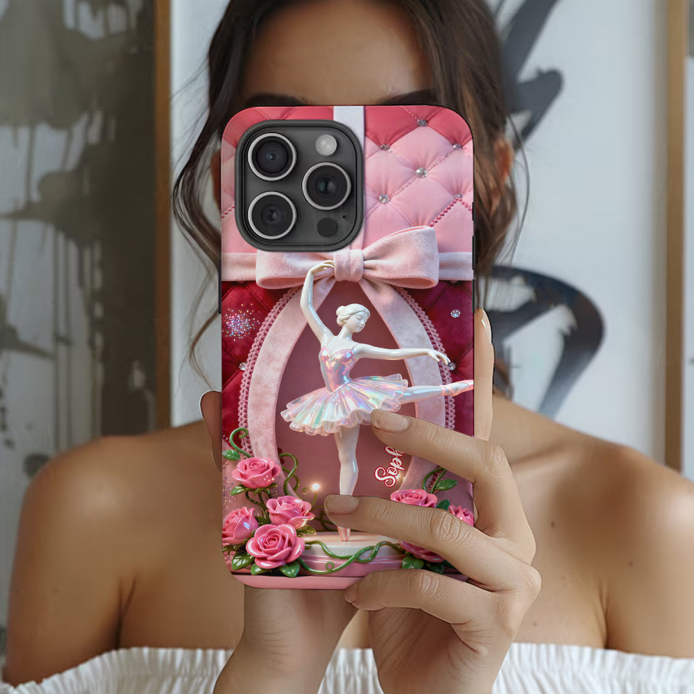 Einfach ein Mädchen, das gerne tanzt – Personalisierte Handyhülle mit Ballett-Vollbild