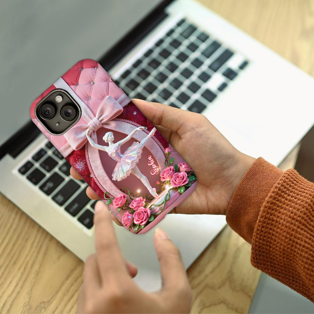 Einfach ein Mädchen, das gerne tanzt – Personalisierte Handyhülle mit Ballett-Vollbild