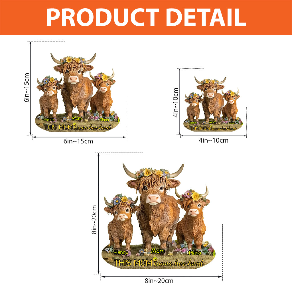 This Mom Loves Her Herd Highland Cow Mother Grandma - Personalized Mother Custom Shaped Acrylic Plaque