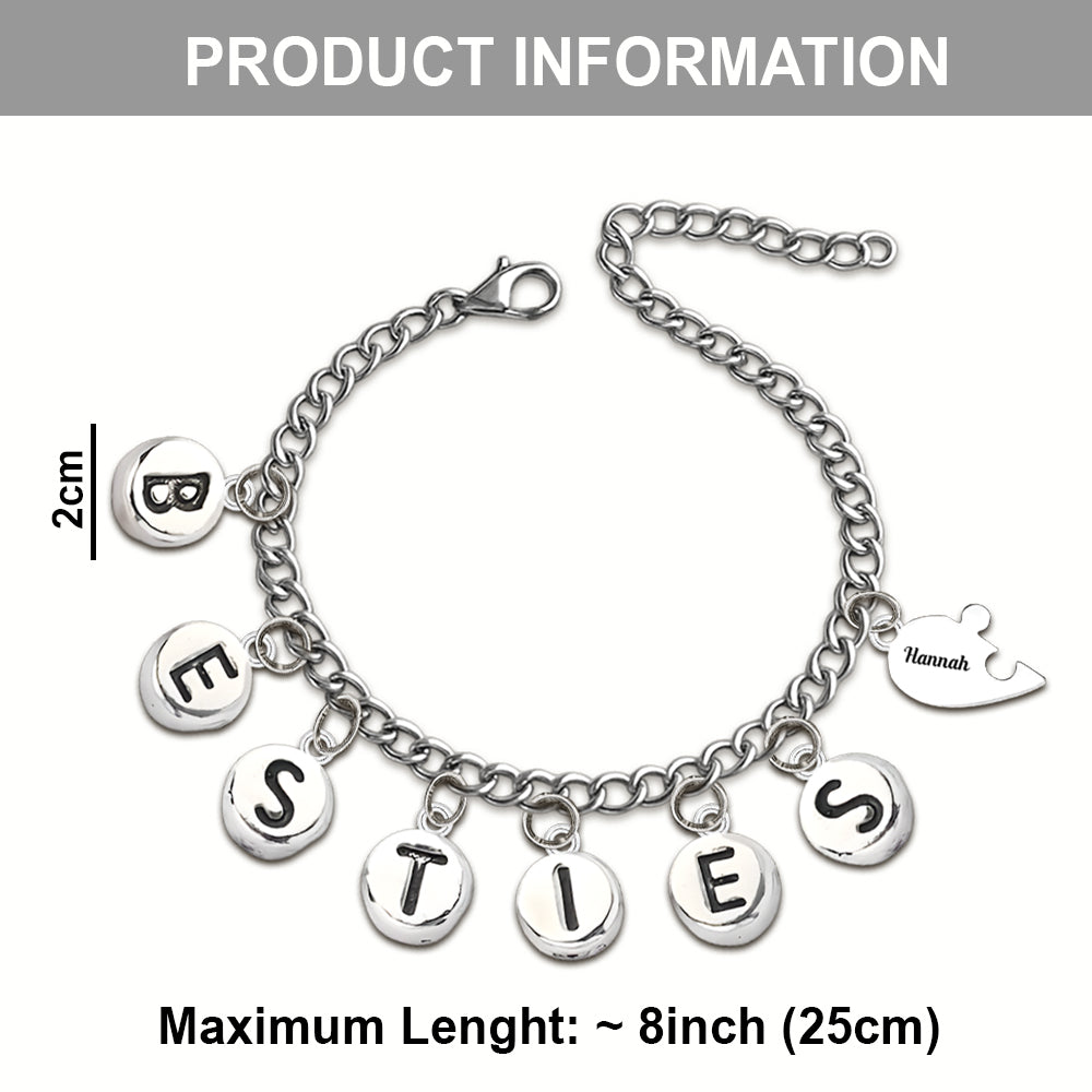 Besties Pieces Of Heart - Personalized Bestie Bracelet With Charms