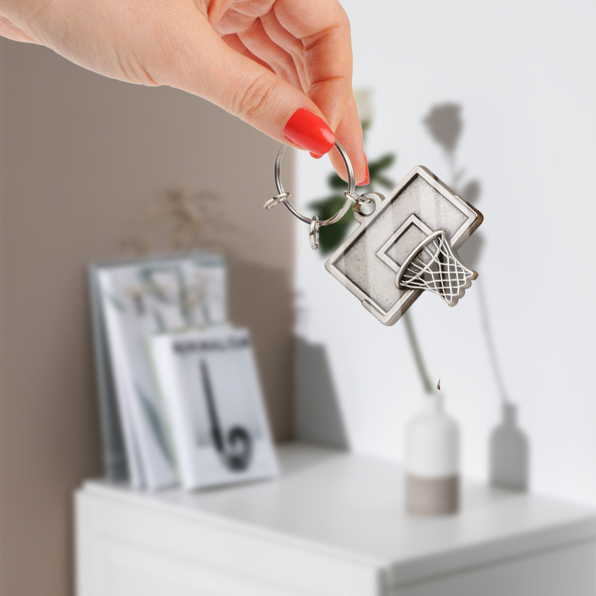 Basketball-Liebe – Personalisierter Basketball-Schlüsselanhänger mit Anhängern