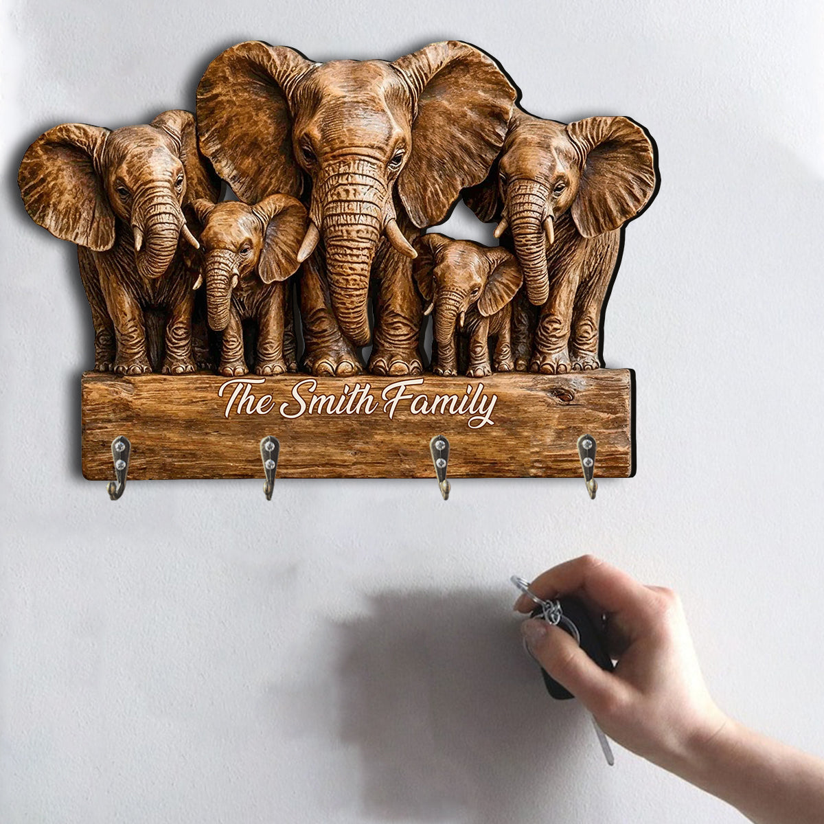 Elefantenfamilie – Personalisierter Hängeständer in Elefantenform