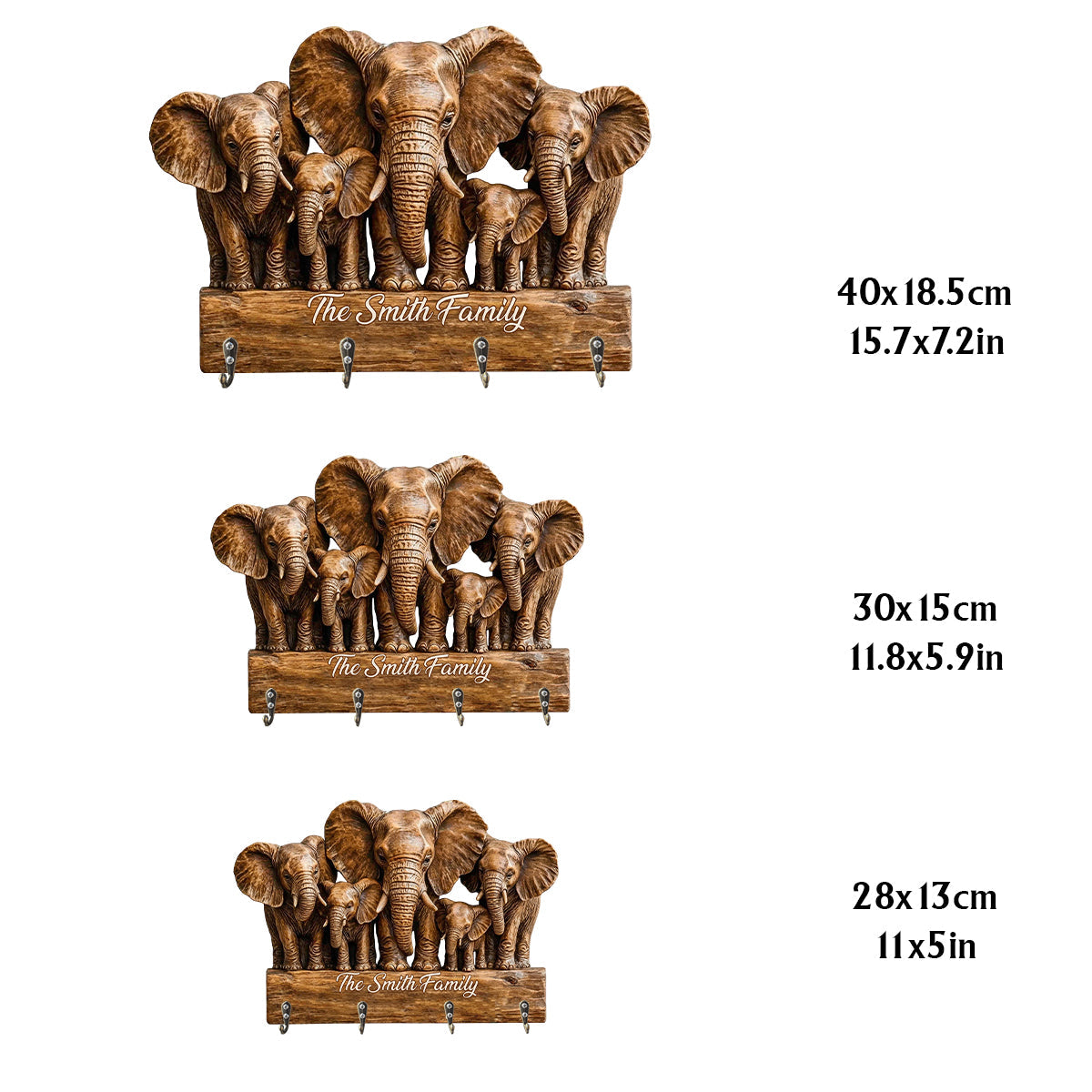 Elefantenfamilie – Personalisierter Hängeständer in Elefantenform