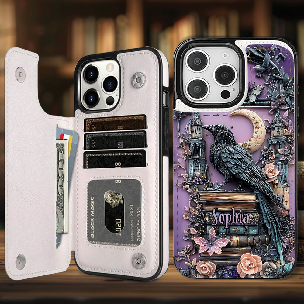 Dark Academia Buchleser – Personalisierte, faltbare Handyhülle im Buchformat