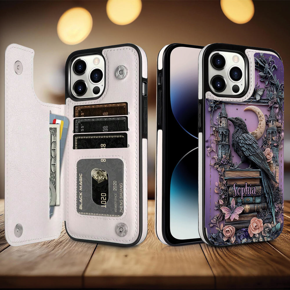 Dark Academia Buchleser – Personalisierte, faltbare Handyhülle im Buchformat