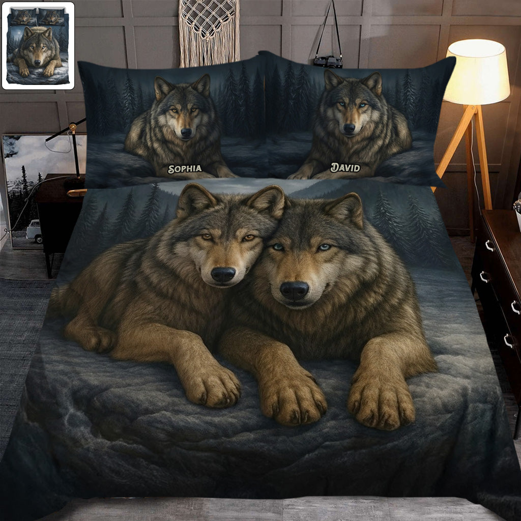 Wolfsliebhaber – Personalisiertes Wolf-Bettwäscheset