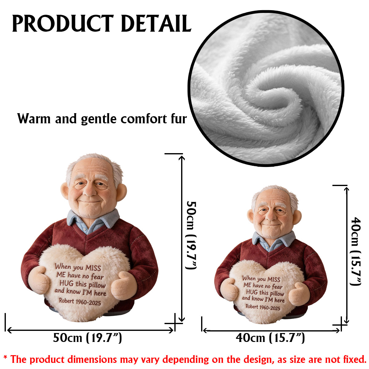Individuell gestaltetes Kissen nach Foto – Wenn du mich vermisst – Personalisiertes Erinnerungskissen in Fellform aus Kunstfell