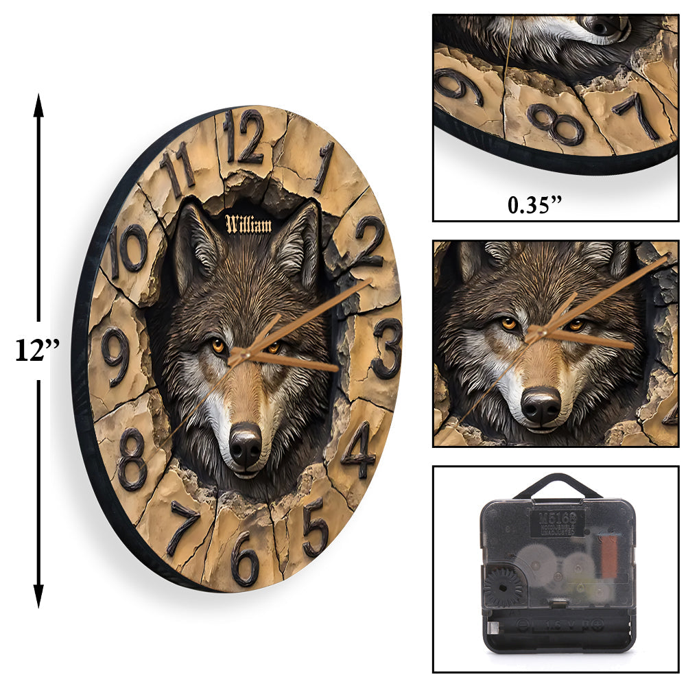 Cooler Wolf – Personalisierte Wolf-Wanduhr
