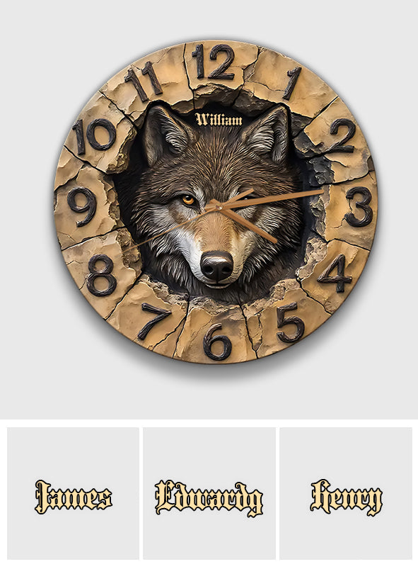 Cooler Wolf – Personalisierte Wolf-Wanduhr