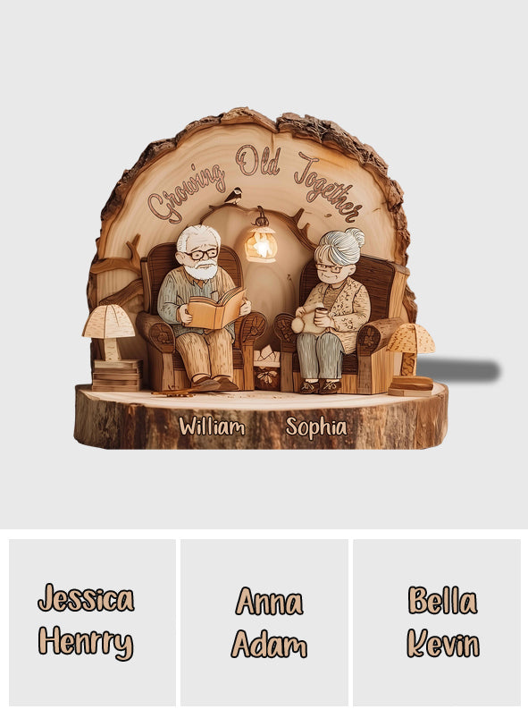 Growing Old Together - Personalized Couple Custom Shaped Wood Plaque