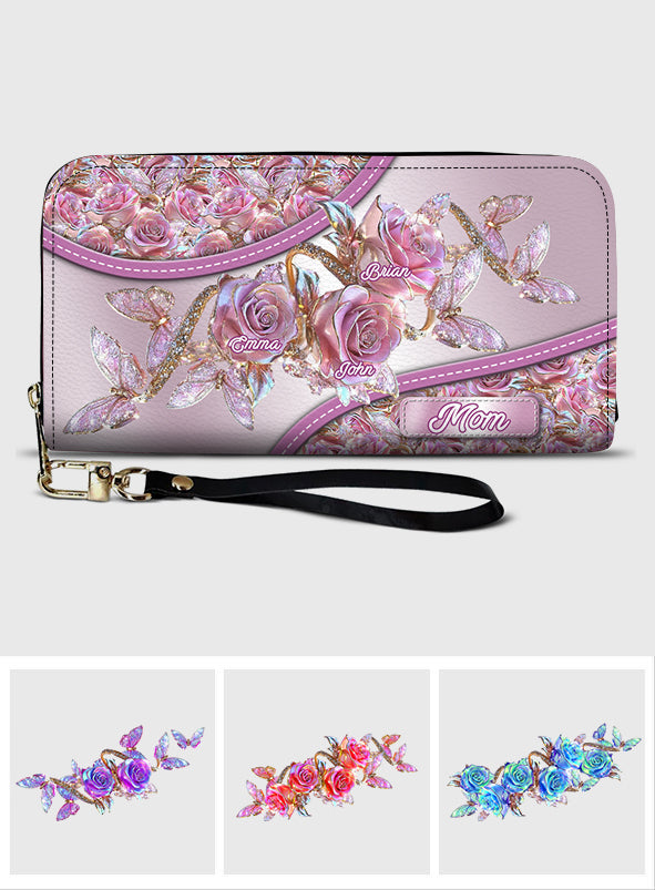 Mein Gartengeschenk für Mama, Oma,... - Personalisierte lange Geldbörse aus Leder für Mütter