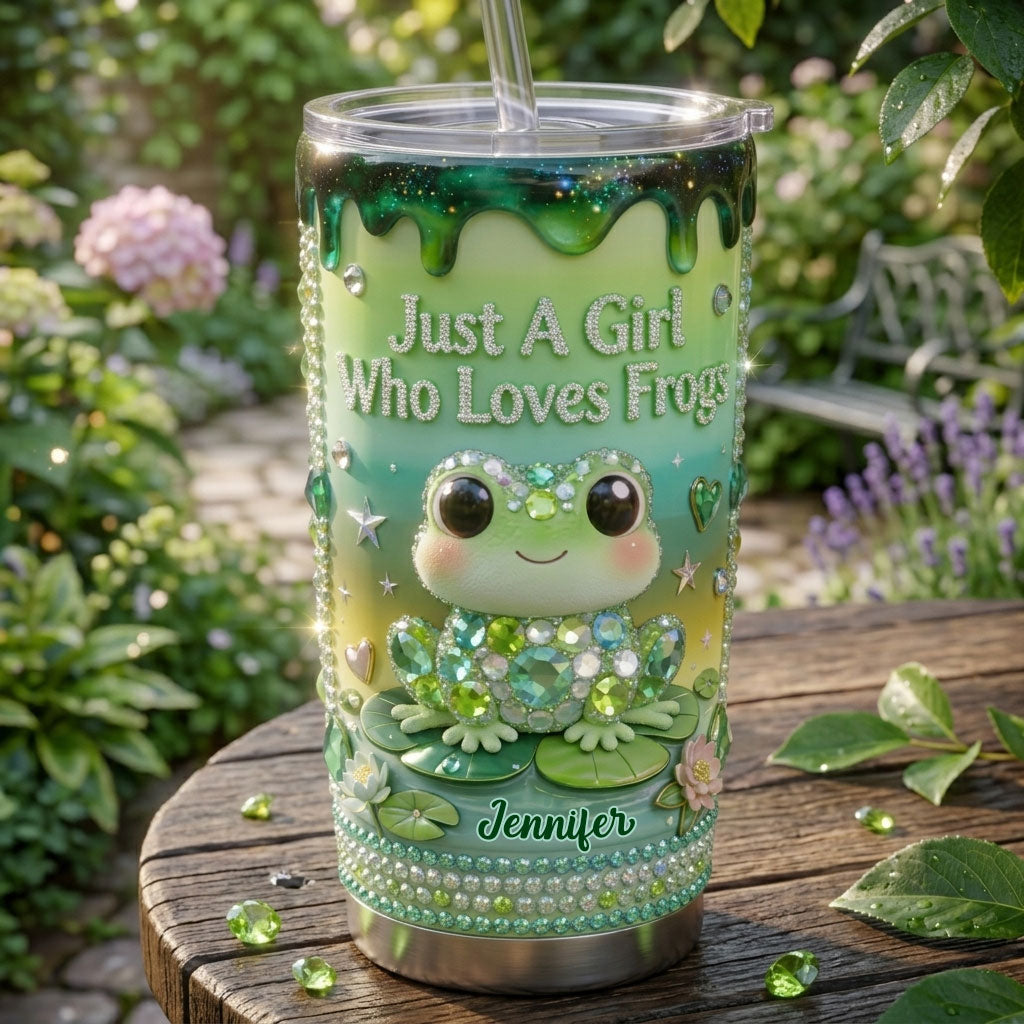 Ein Mädchen, das Frösche liebt - Personalisierter Frosch-Tumbler