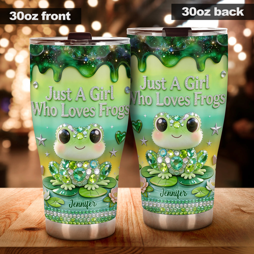 Ein Mädchen, das Frösche liebt - Personalisierter Frosch-Tumbler