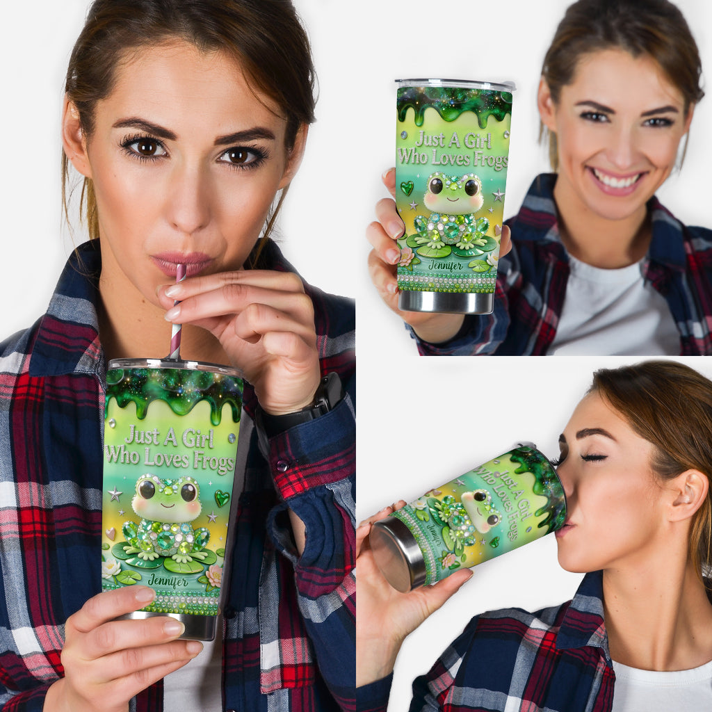 Ein Mädchen, das Frösche liebt - Personalisierter Frosch-Tumbler